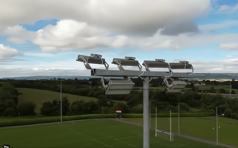 floodlighting installation for the football pitch field (2)
